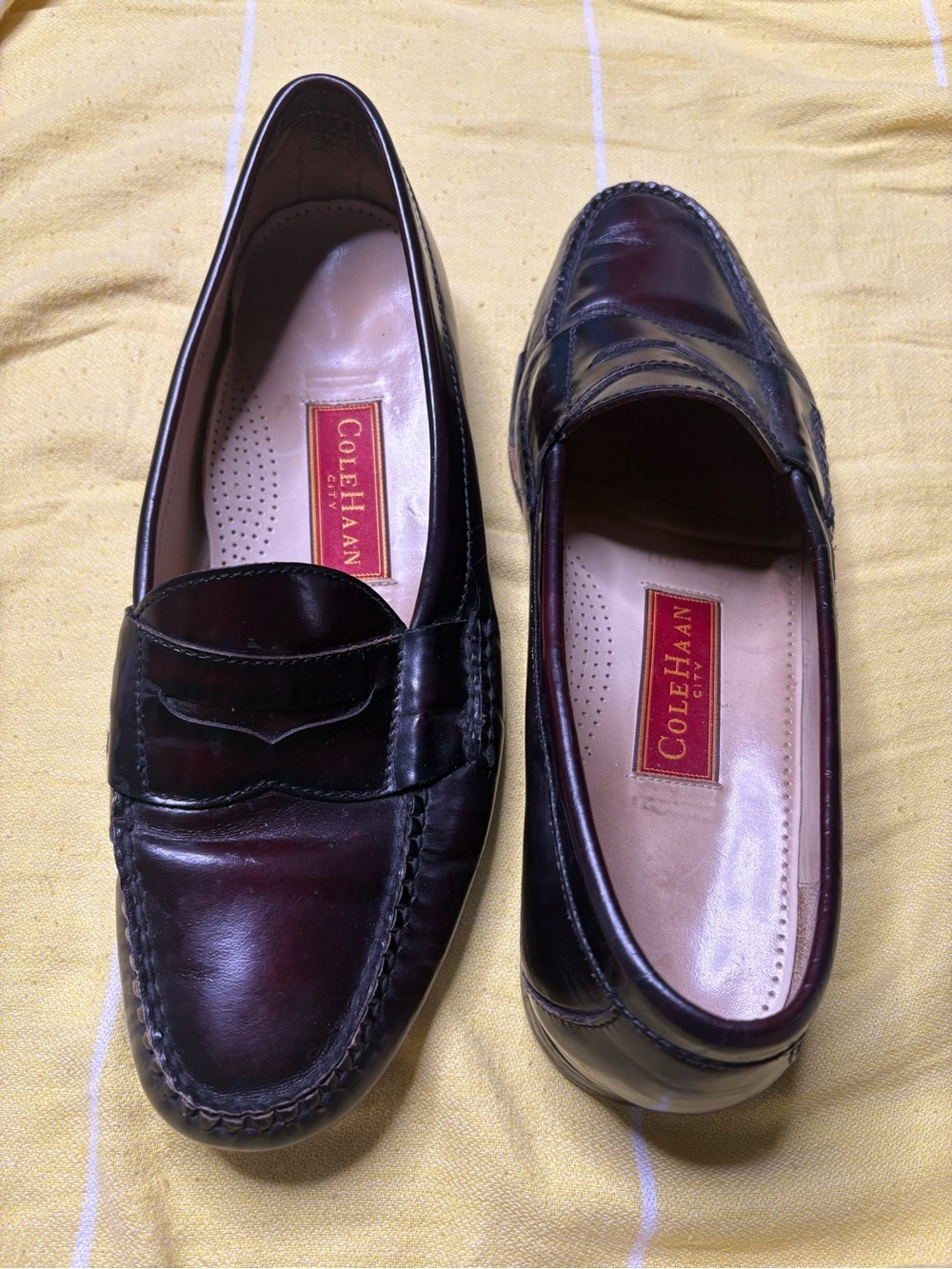 Cole Haan City Men's Cordovan Burgundy/Brown Classic Leather Penny Loafers